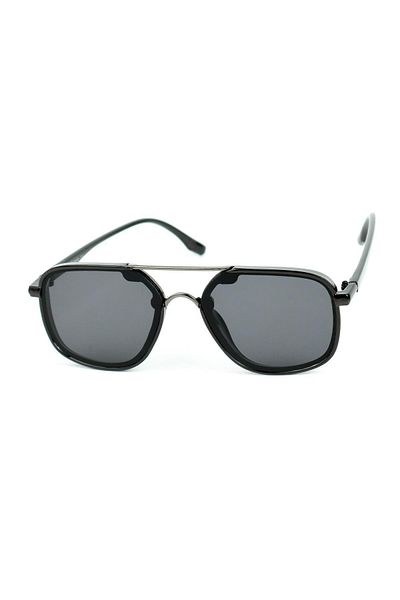 Di Caprio Unisex Black Uv400 Protected Geometric Model Sunglasses