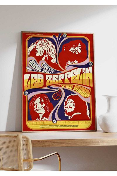 House Gorgeous Poster retro fără rame cu design de concert Led Zeppelin nr:2