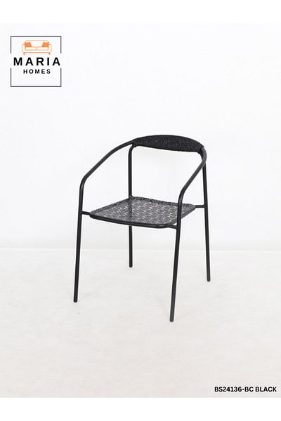 MARIA HOMES Modern Outdoor Rope Dining Chair  Durable Metal Frame, 55.5 x 63.5 x 77 cm