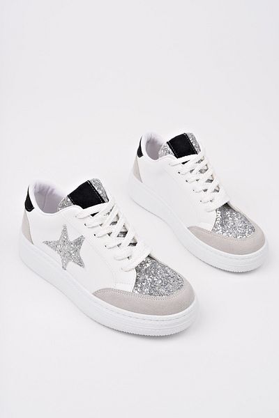 MUGGO BONNIE Pantofi sport casual cu șireturi, cu talpă groasă, cu model de leopard, pentru femei