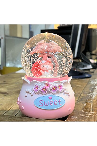 nesever store Mega Boy Japon Anime Sakura Ağacı Küresi Otomatik Kar Püskürtmeli Işıklı Müzikli Kar Küresi