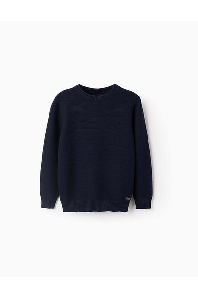 Ziddy Knitted Jumper with Texture for Boys, Dark Blue