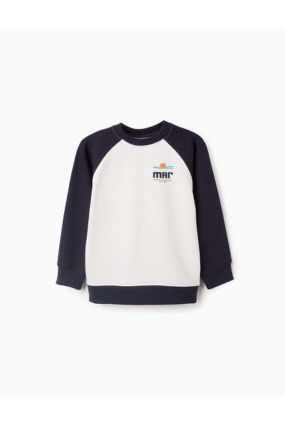 Ziddy Raglan Sleeve Sweatshirt for Boys 'Navy', White/Dark Blue