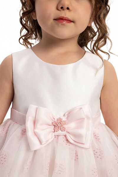 Pamina Baby Girl Bow Dress 6-24 Months Powder
