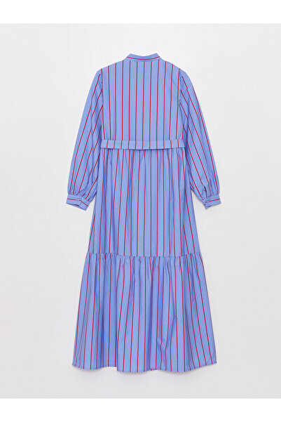 LC Waikiki Γυναικείο φόρεμα LCW Modest Judge γιακά με ριγέ μακρυμάνικο oversize