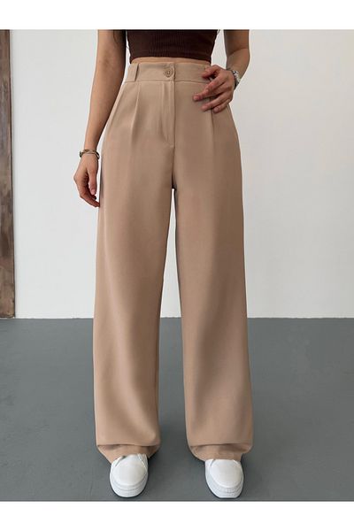 BİKELİFE Damenhose aus Palazzo-Stoff mit hoher Taille und weitem Bein