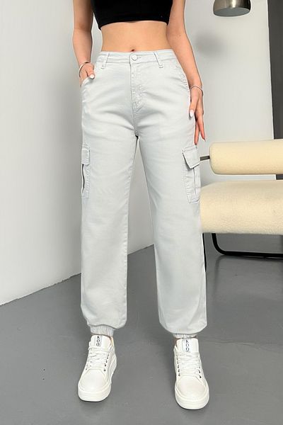 BİKELİFE Gabardine Fabric Stone Cargo Pants with Pockets