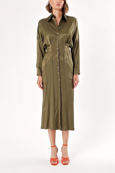 SOCIETA Khaki Bat sleeve shirt dress 94060