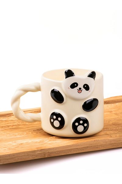 MUKKO HOME 3D Panda Embossed Porcelain Mug – 360ml, Cute and Stylish Design