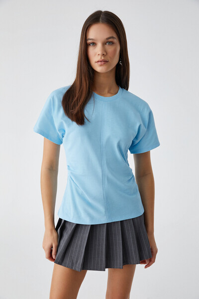 ETHIQUET NEXUS Γυναικείο T-Shirt με κανονική λαιμόκοψη και μπλε κορδόνι