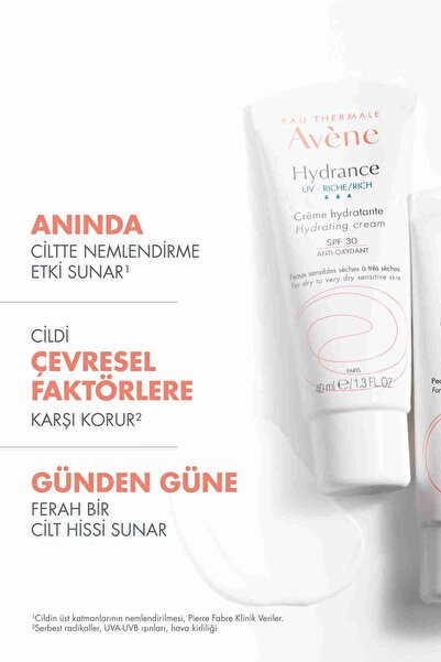 Avene Hydrance Rich SPF30  Kuru ve Hassas Ciltler için Güneş Korumalı Nemlendirici Krem 40 ml