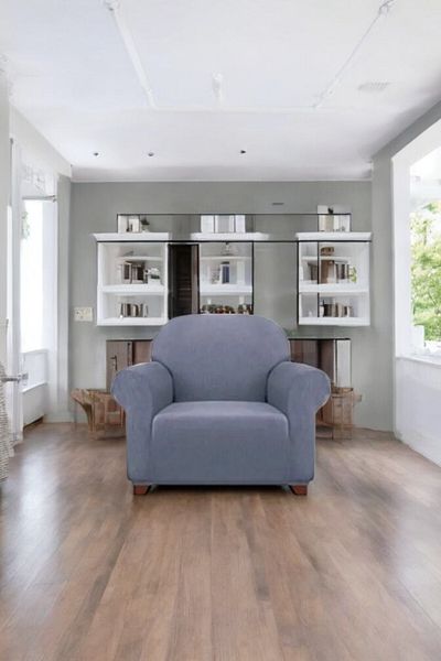 MADAME BELLA Gray Lycra Pitikare Armchair Cover, Washable Elastic Flexible Sofa Bed Cover