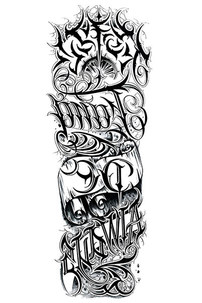 BP Tattoo Yazılı Kol Kaplama Geçici Dövme Tattoo