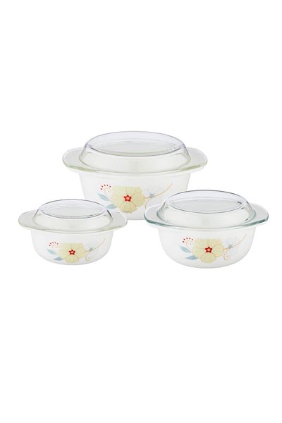 Dania Glass yogurt container set with glass lid, 3 pieces