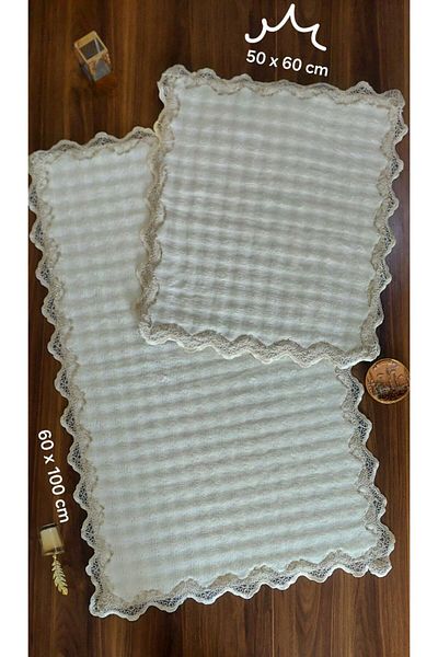 ZADA HOME διπλό χαλάκι προσαρμοσμένο Αντιολισθητική βάση Γαλλική δαντέλα Σετ Οκ Σετ 2 τεμαχίων Σετ καθίσματος τουαλέτας χαλάκι μπάνιου