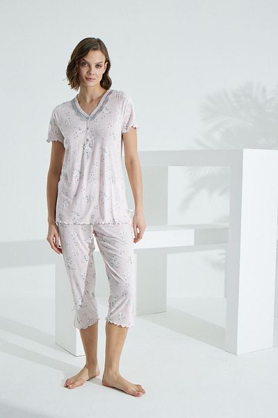 Evia Angelique Bamboo Women's Capri Set with Short Sleeve 22250