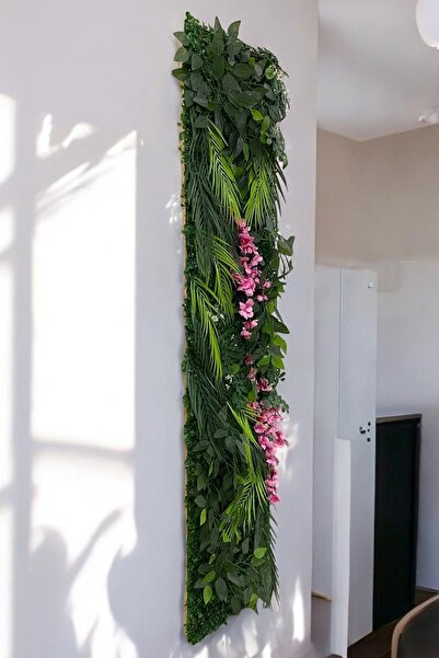 Fupe Shop Narin Doğal Ahşap Panel Yapay Çiçek Bitki Duvar Kaplama Dikey Bahçe FP-224164