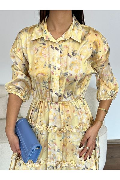 Nesil Crispy Floral Satin Mini Dress