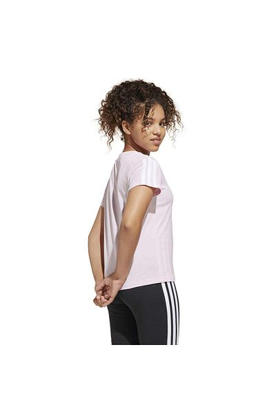 adidas 3 Stripes Kids Pink Round Neck T-Shirt