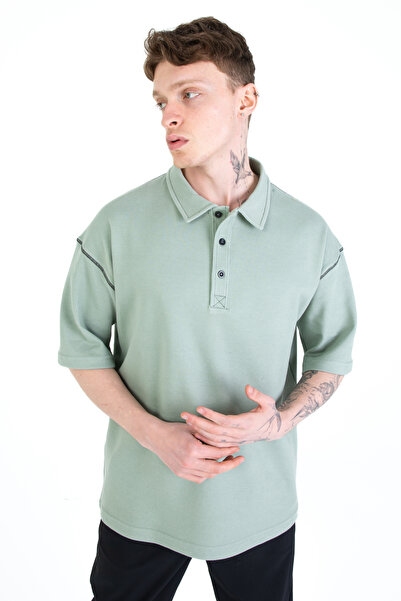 EGHO Kayruka Dikiş Detaylı Double Pike Kumaş Erkek Polo Yaka T-shirt, Tişört