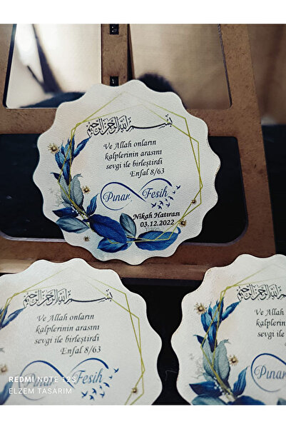 Elzem Ahşap Düğün Nişan Söz  Kına 20 Adet Uv Baskılı Magnet