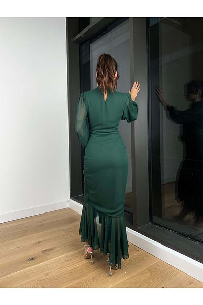 Afiş Butik Rochie din șifon cu decolteu cu fante