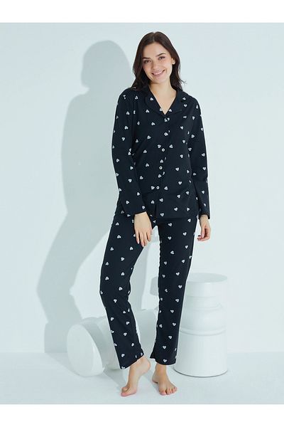 MOJADON Set pijama cu nasturi din bumbac inimă