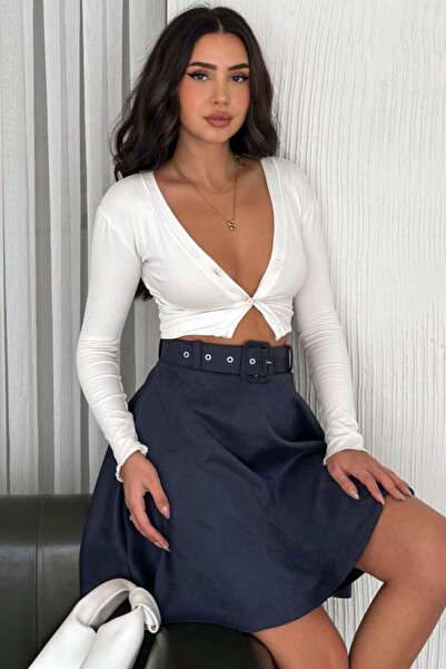 Genel Markalar Kalın Kemerli Kloş A Kesim Salaş Rahat Dökümlü Yüksek Bel Ceps...