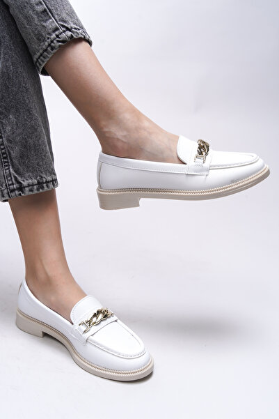 Riccon Mocasini de dama cu piele alba Criscerys 0012500 Model