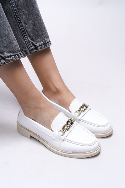 Riccon Mocasini de dama cu piele alba Criscerys 0012500   Model