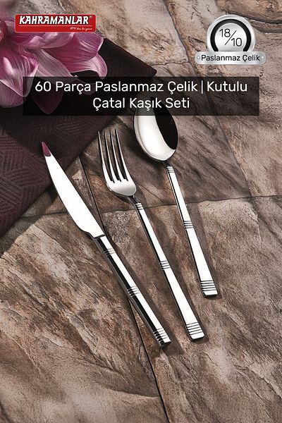 Kahramanlar Tita 60 Piece Fork Spoon Set Boxed