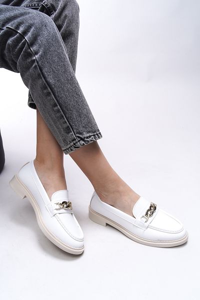 Riccon Mocasini de dama cu piele alba Criscerys 0012500   Model