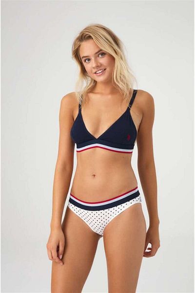 U.S. Polo Assn. 2 Pieces, Cotton & Lycra Thin Strap Polka Dot Bustier Shorts Set