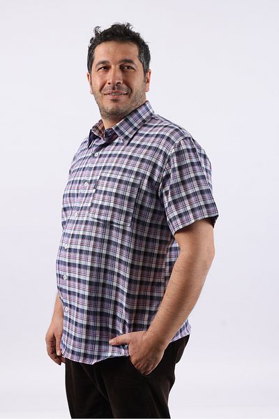 TOUSUS Κοντομάνικο καρό βαμβακερό ανδρικό πουκάμισο Kk-8059-tss