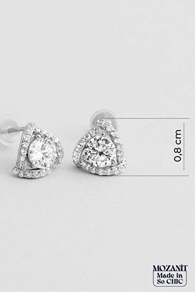 So CHIC... Mozanit Işıltısı 18 Ayar Beyaz Altın Kaplama Gümüş Küpe