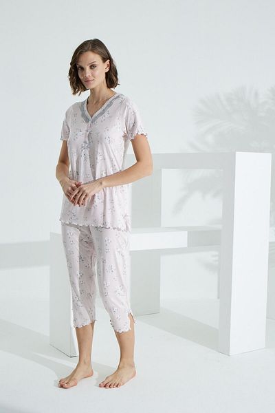 Evia Angelique Bamboo Women's Capri Set with Short Sleeve 22250