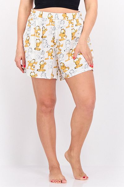 NİCKELODEON Women Garfield Graphic Print Pajama Shorts, Multicolor