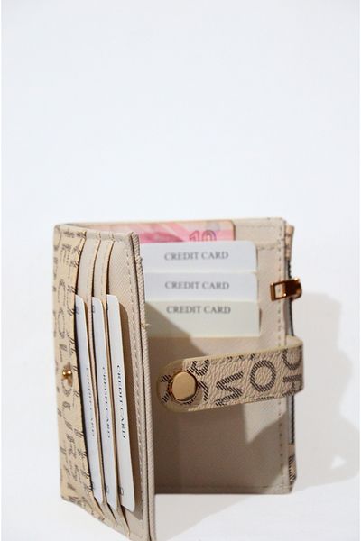 Mazel Design Women's Text Patterned Stylish Wallet with Snap Fastener Paper Money Compartment and Plenty of Card Holders Accessory