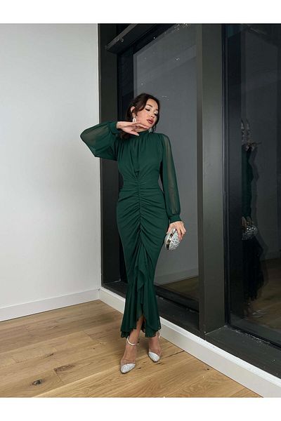 Afiş Butik Rochie din șifon cu decolteu cu fante