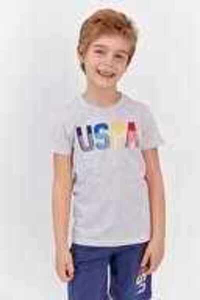 U.S. Polo Assn. U.S. Polo Assn. Boys Grey Melange Bermuda Set