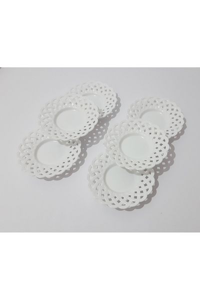 renkli çiçekler 6 Pieces Tea Plate Mesh Patterned Melamine Tea Plate