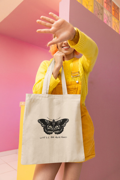 BUFUAL حسنًا، حقيبة قماش مطبوعة