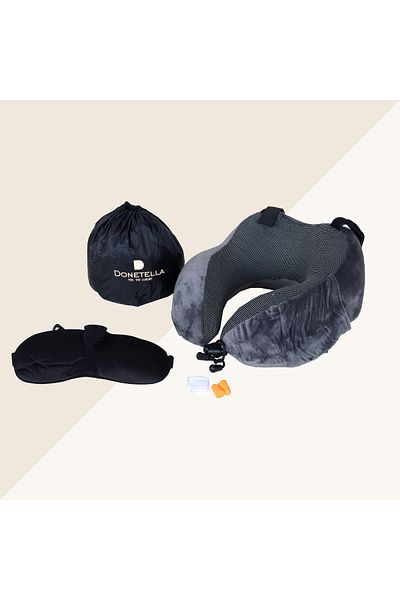 Donetella Portable Travel Pillow -Neck Support Memory Foam Comfort with Ergonomic Design