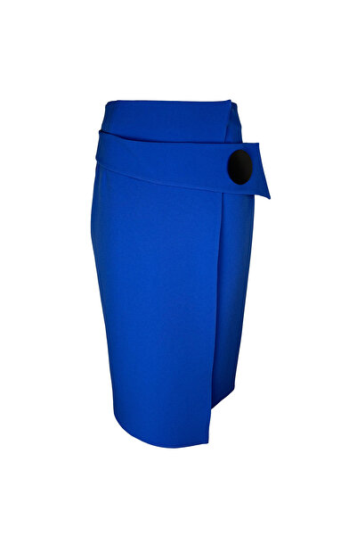 ADK Mağazacılık Kendinden Kemer Detaylı Mavi Kalem Etek