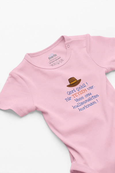 Overoz Organik %100 Pamuk Geri Çekilin Bir Teyzem Var Bebek Body  Çıtçıtlı Zı...