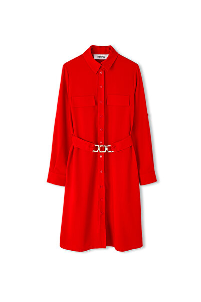 İpekyol Shirt dress with metal accessories