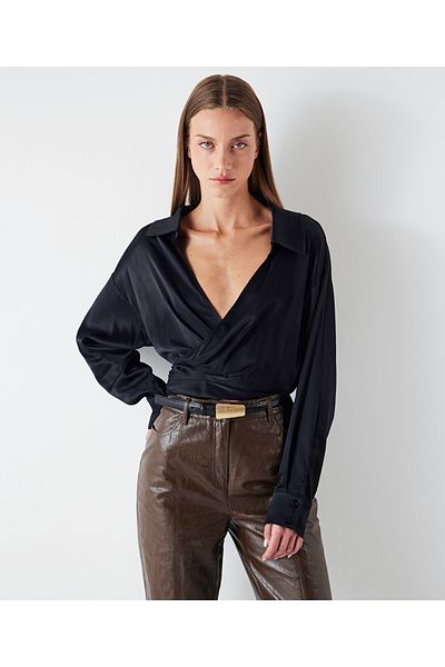İpekyol Shiny textured draped blouse