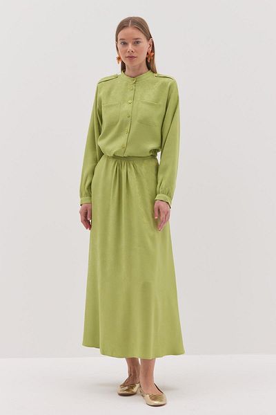 Fahhar Costum de damă jacquard verde avocado