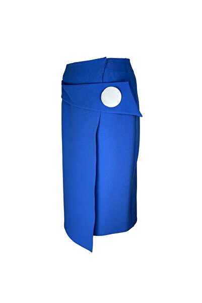 ADK Mağazacılık Kendinden Kemer Detaylı Mavi Kalem Etek