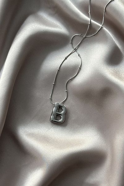 Letrovis Steel Silver Color Bubble Letter "B" Women's Necklace